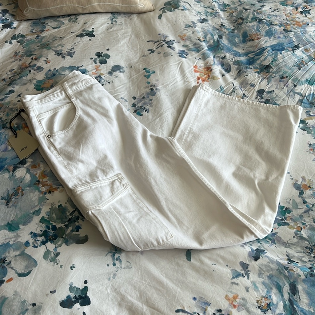 Agolde White Wide-Leg Cargo Jeans